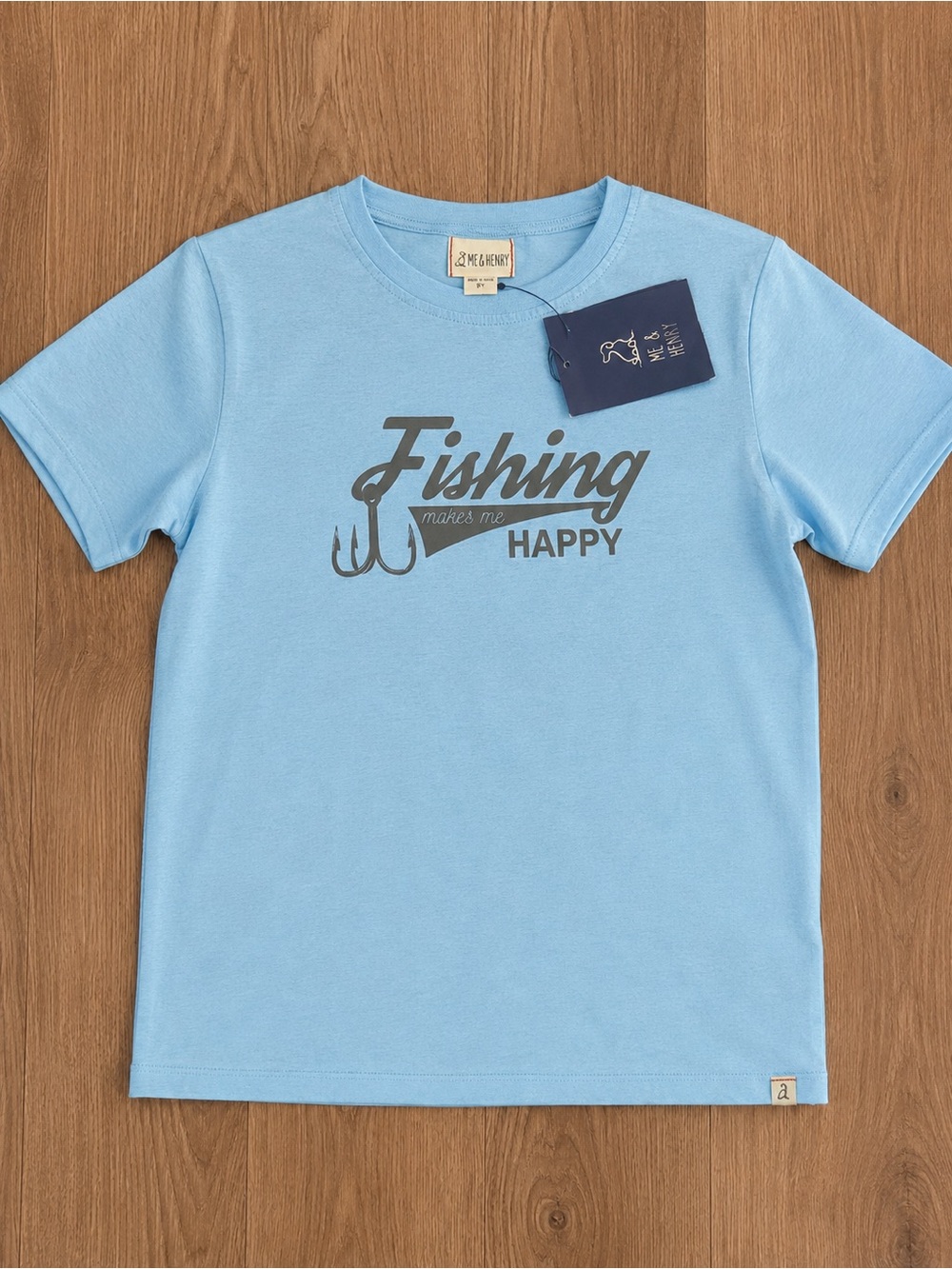 Me & Henry Kids' Light Blue 'Fishing Makes Me Happy' Graphic Tee